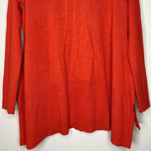 Eileen Fisher Red 100% Merino Wool Open Front High Low Cardigan Sweater | Size M - Picture 7 of 10